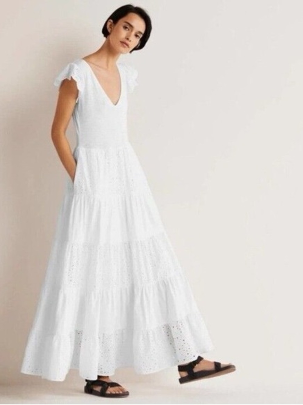 Boden White Eyelet Maxi Dress